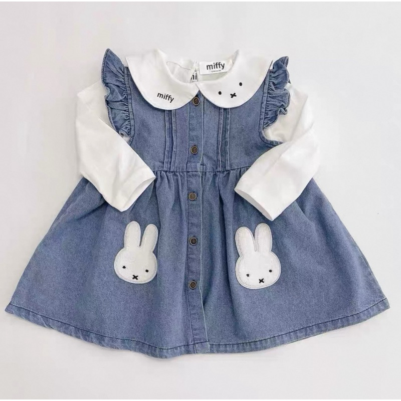 amilybabyshop:ชุดเซต*Miffy*🧸เดรสยีนส์+เสื้อแขนยาว(ขายแยกชิ้นนะคะ)ใส่เดรสตัวเดียวก็สวยเดรสยีนส์ผ้าหนา