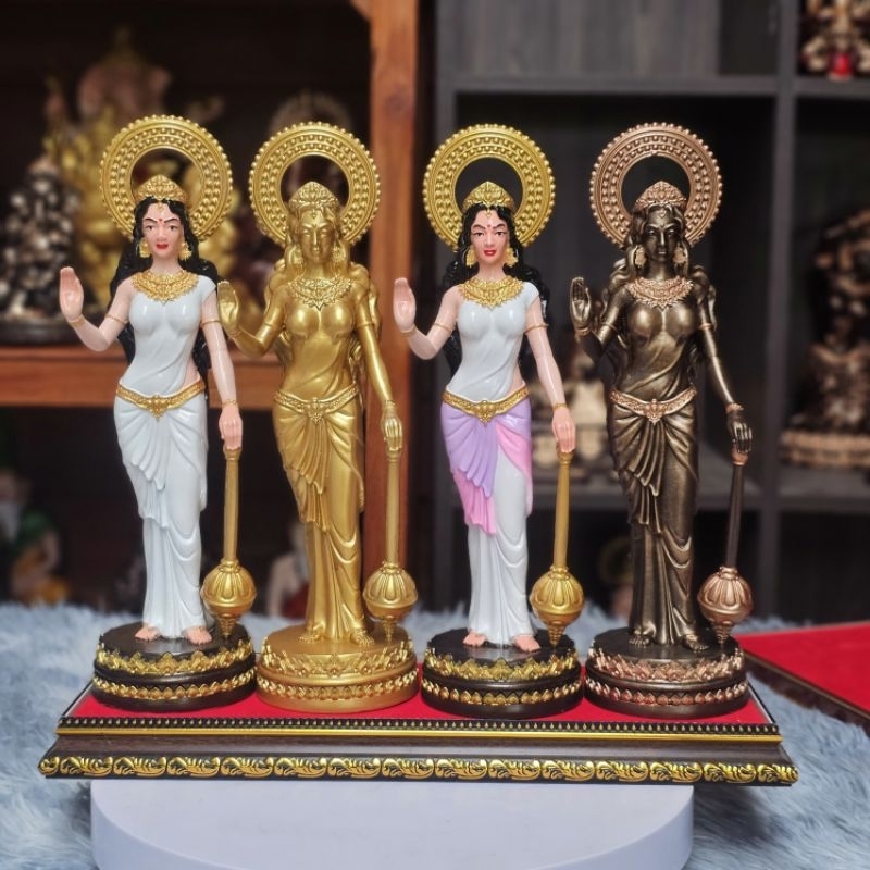 พระเเม่อุมาปรางยืนประทานพรเหล็กน้ำพี้ฐานกว้าง3.5นิ้วสูง12นิ้วเเถมฟรีฐานรอง