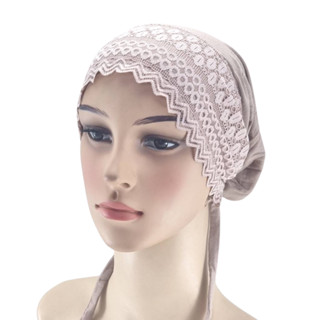 อินเนอร์ หมวกใน หน้าลูกไม้ มีเชือกผูก ช่วยให้ฮิญาบไม่ลื่น