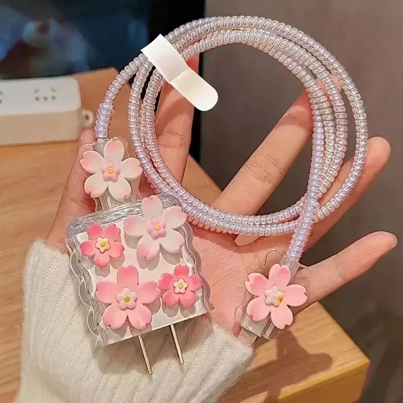 ชุดแต่งถนอมสายชาร์จ หัวชาร์จ สําหรับชาร์จ Power Adapter 18W/20W (1เซตมี5ชิ้น ) ลายการ์ตูนน่ารักๆ - รูปที่ 4