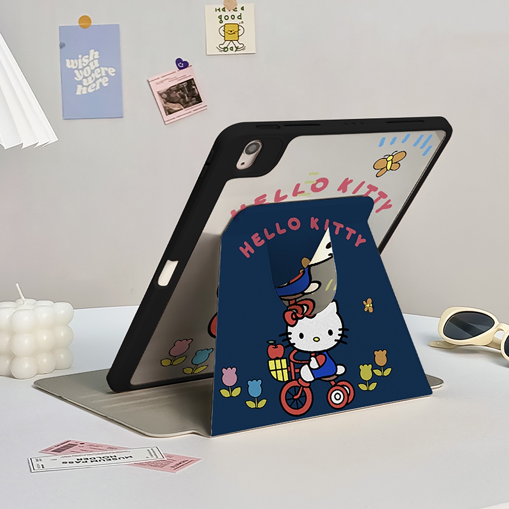 🪐24 ชั่วโมงเคส🪐case iPad Gen9 Gen11 Air7 11 ที่ใส่ปากกา Hello Kitty เคสiPadหมุน 360° Gen10 Air6 Air5 - รูปที่ 5