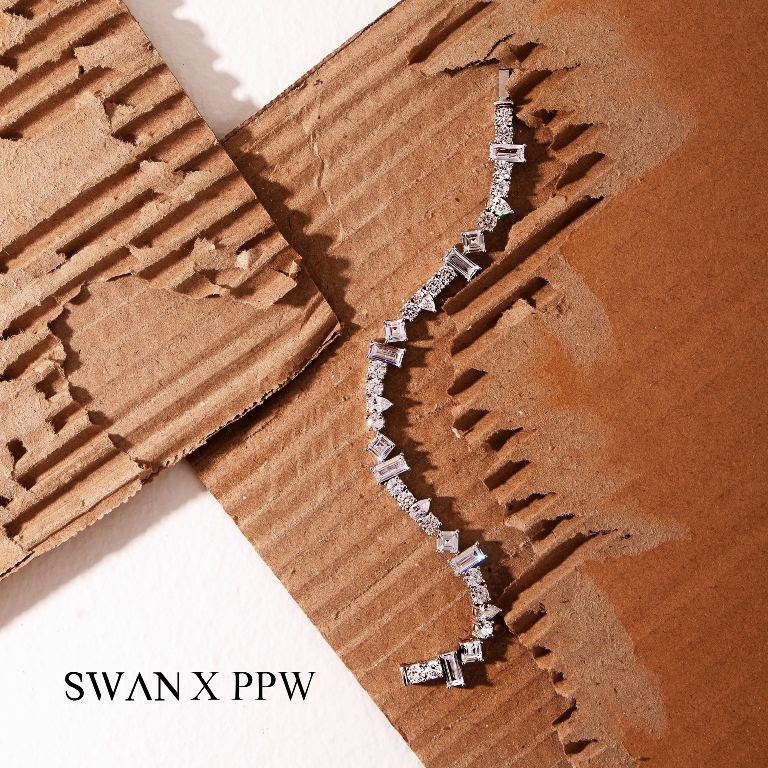 [ส่งด่วนฟรี]SWAN - PPW Fancy Shapes Art Bracelet สร้อยข้อมือเงินแท้ ดีไซน์แฟนซีสุดเก๋