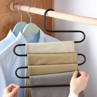 ไม้แขวนกางเกงสแตนเลส แขวนกางเกง 5 ตัว ประหยัดพื้นที่ แขวนผ้าพันคอ เข็มขัด Trousers Hanger
