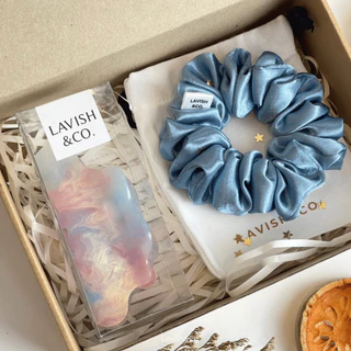 [พร้อมส่ง] MINI Gift set # 2 กิ๊ฟหนีบผม เปลี่ยนสี 10.5 CM (หอยทาก) +Scrunchies 8*8 CM ฟรีติดชื่อ+การ์ด+ถุงผ้า+กล่องค