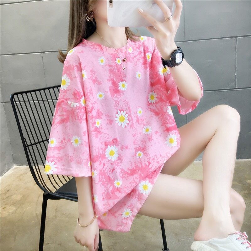 PS-รุ่น ลายดอก-114เสื้อยืดแขนสั้นลายดอกมาใหม่มี4ลายให้เลือกสีสันสดใสผ้านิ่มสวมใส่สบายเหมาะกับเทศกาลสงกรานต์พร้อมส่งจาก ก รูปที่ 5