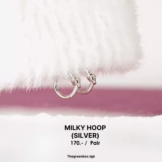 ต่างหูห่วง Milky hoop ก้านเงินแท้ S925 - thegreenbox