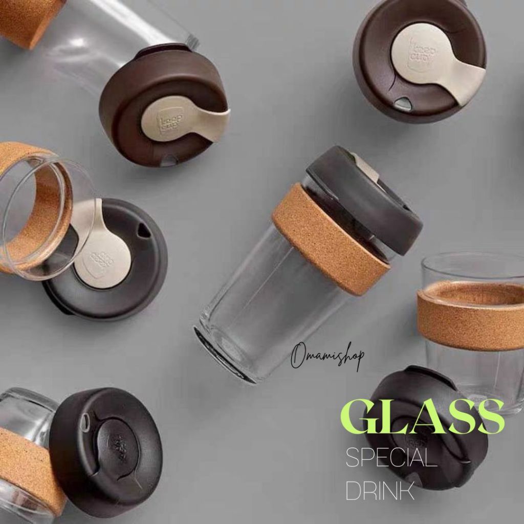 12/19 แก้วกาแฟ coffee cup ใส่น้ำ 16oz./500 ml. มีที่จับกันความร้อน ฝาปิด สไตล์มินิมอล แก้วใส่ร้อน/ใส