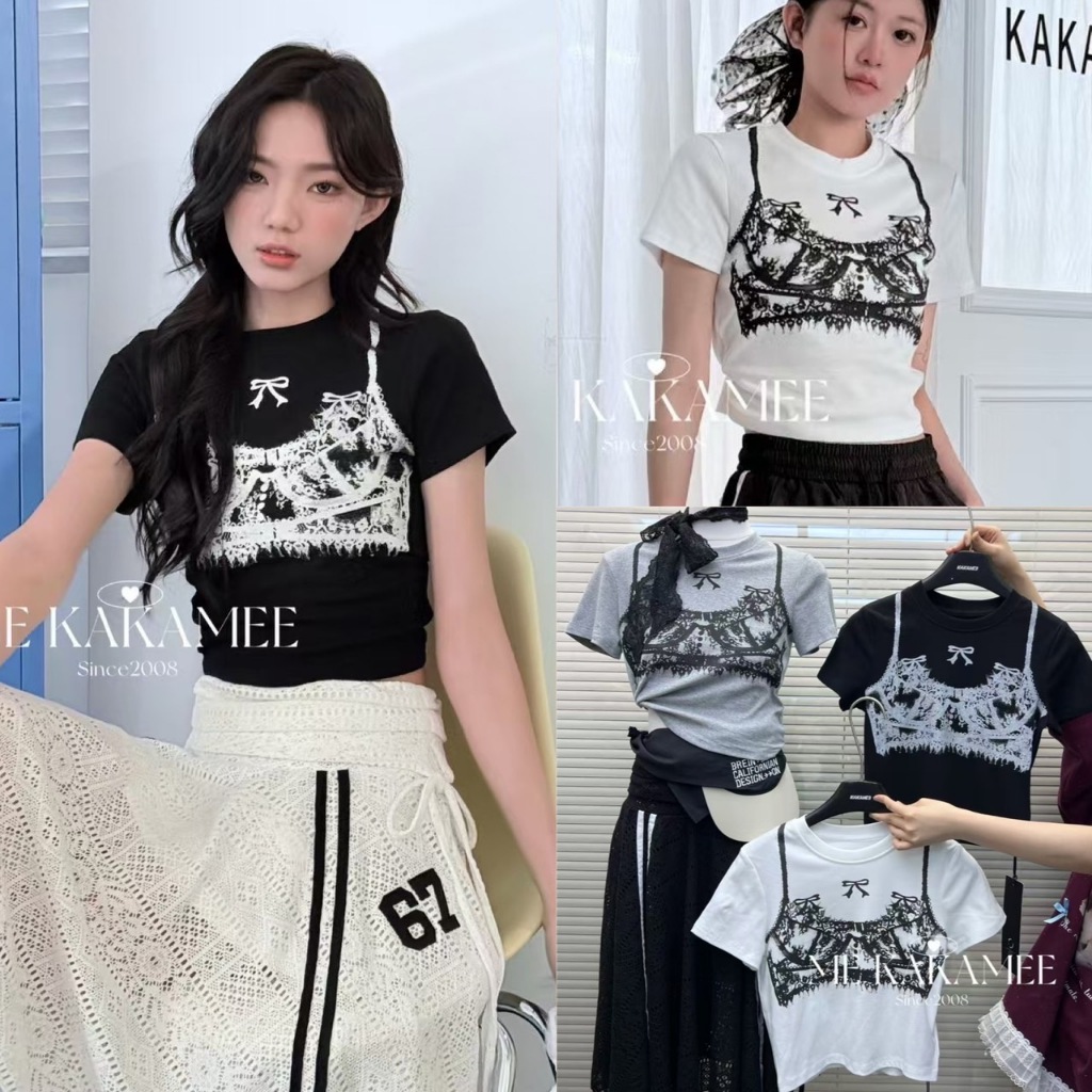 S2837 เสื้อยืดทรงเบสิค ผ้านิ่มใส่สบาย สีเบสิค ทรงน่ารัก แฟชั่นเกาหลี TAG KOREA