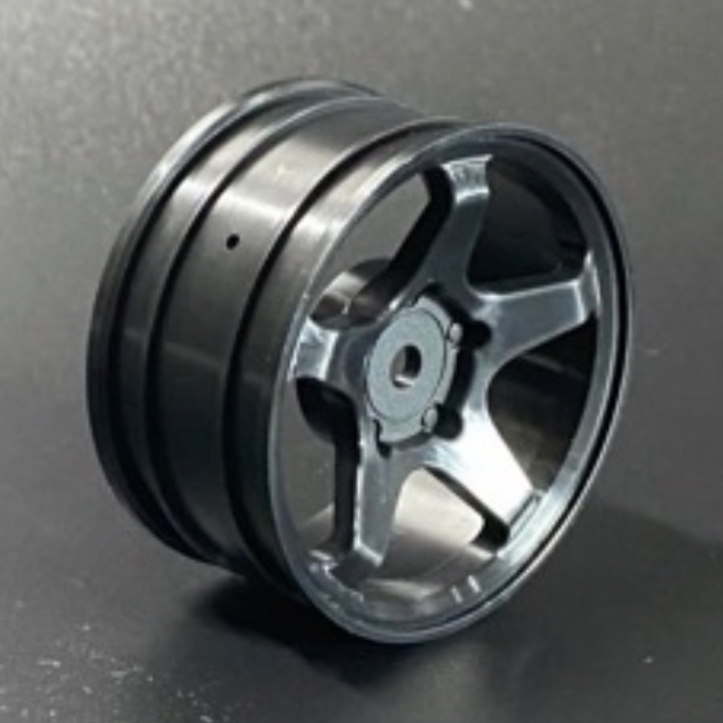RJ-RIDE 35406 1/10 M-Chassis 60 size Φ47mm 2 pieces 5 Spoke Wheels-Black ! ใช้กับยาง TAMIYA ไม่ได้ !