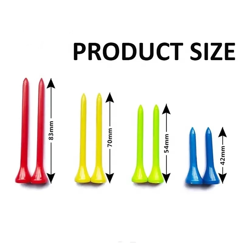 2BH ทีพลาสติก ทีตั้งลูกกอล์ฟ ทีกอล์ฟ ขนาด 42mm 54mm 70mm 83mm คละสี 10 ชิ้น