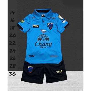 ชุดกีฬาชุดบอลเด็กคอปกสีผืนสีสดใสเด็กหญิงชายใส่ได้