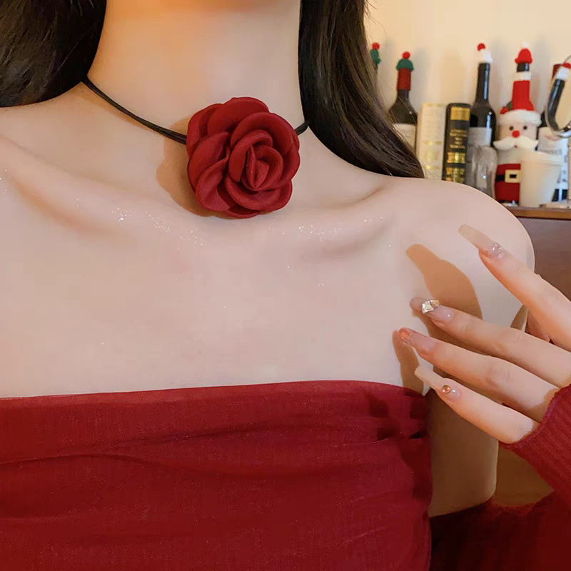 🎀ส่งไวจากไทย🎀สร้อยคอ  โช้กเกอร์ดอกไม้ ประดับแฟชั่น เครื่องประดับโซ่กระดูกไหปลาร้าหรูหราลายดอกไม้ - รูปที่ 7