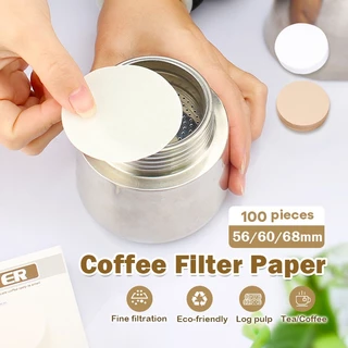 กระดาษกรองกาแฟวงกลม - แผ่นกรอง 100 แผ่น กระดาษดริป สำหรับ หม้อต้มกาแฟ Moka Pot Paper Filter โมก้าพอท กรองกาแฟ