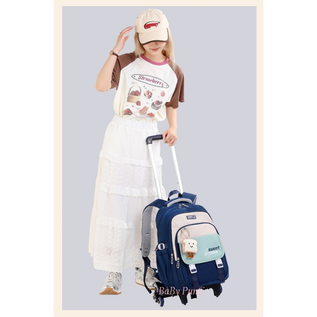 ลากขึ้นบันไดได้ กระเป๋านักเรียน ล้อลาก 6 ล้อ (V.37) - รูปที่ 5