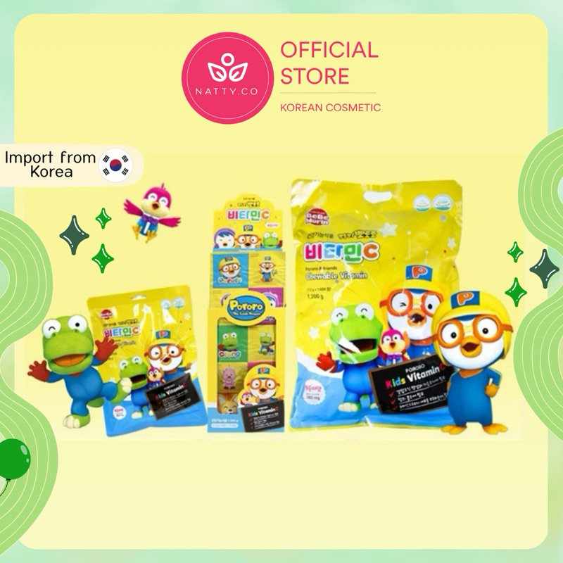 วิตามินซีสำหรับเด็ก โพโรโระวิตามินซี นำเข้าจากเกาหลี ชนิดลูกอม รสพีช PORORO Vitamin C Candy