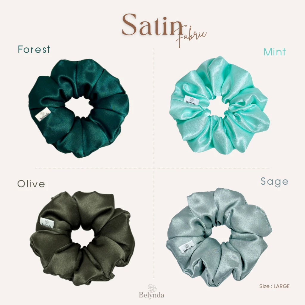 Belynda ♥ Scrunchies ♥ Green Tone Satin ♥ Small / Regular / Large