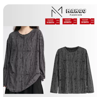 WS37 - เสื้อยืดแขนยาวผู้ชายดีไซน์ขาดแบบเฉพาะตัว M-2XL