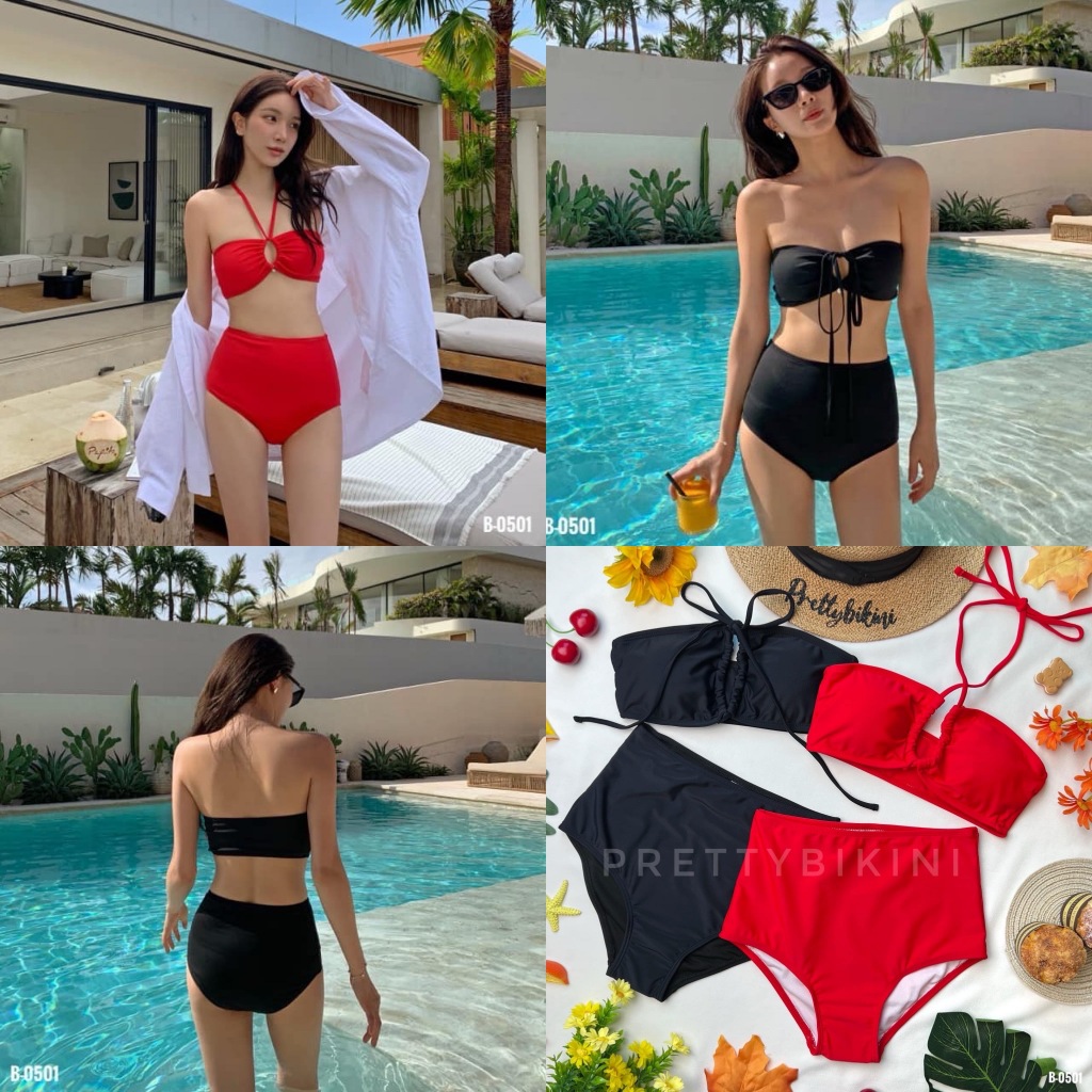 B-0501👉 Two Pieces รักหมดใจไปเลยค่ะ น้องสวยเรียบเก๋ดูดีไม่มีที่ติค่ะ❤️🥰 บราสามารถปรับผูกได้หลายแบบนะคะ