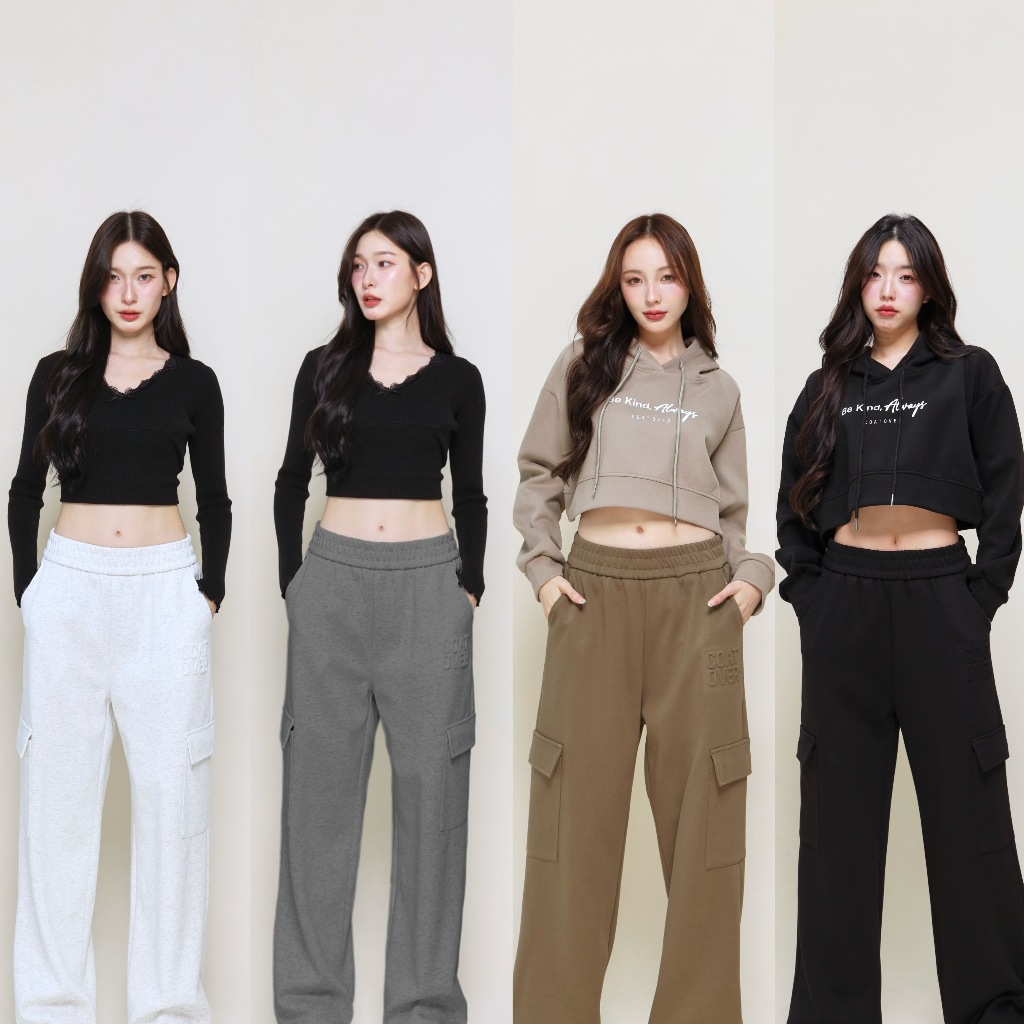 CO1030 กางเกงวอร์มคาร์โก้ปั๊มนูน coat over