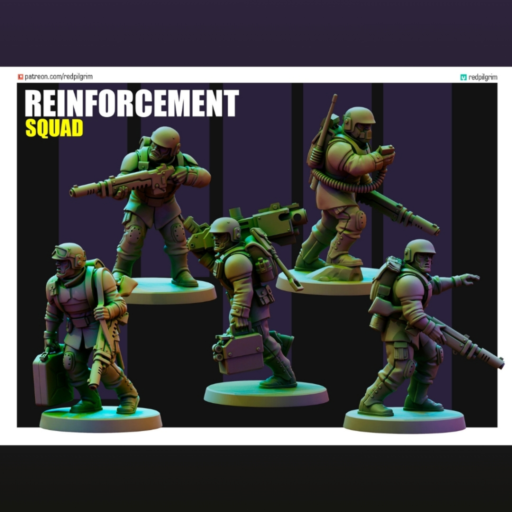 Reinforcement Squad - Humanoid Human / 28mm scale 3D printed miniature RPG