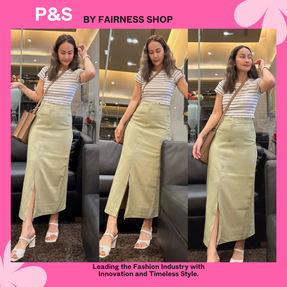 กระโปรงยาว ผ่าหน้า ผ้าบันนี่ ซิปหน้า ผ้านุ่ม ยับยาก กระโปรงแฟชั่น ps งานตัดเย็บเอง