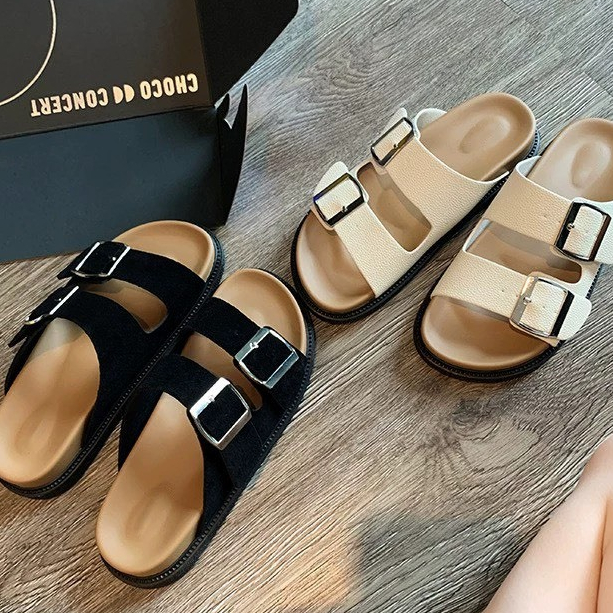 home..fashion รองเท้าแตะ ยางPVC แบบสวม สายคาดคู่ สายคาดปรับระดับได้ แฟชั่น วินเทจ สำหรับผู้หญิง S-170