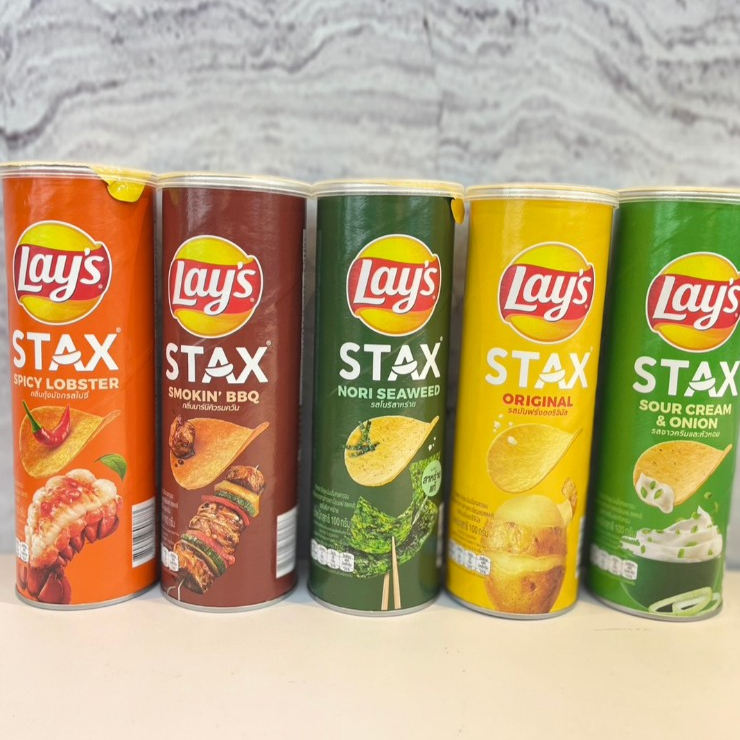 Lay's STAX เลย์ สแตคส์ มันฝรั่งทอดกรอบ แบบกระป๋อง ปริมาณสุทธฺิ 100 กรัม