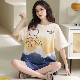 ชุดนอนผู้ใหญ่ 5XL เซ็ตแขนสั้น-ขาสั้น ชุดนอนน่ารัก ชุดนอนลายการ์ตูน ชุดนอนสาวอวบ (อก 24 - 48 นิ้ว)
