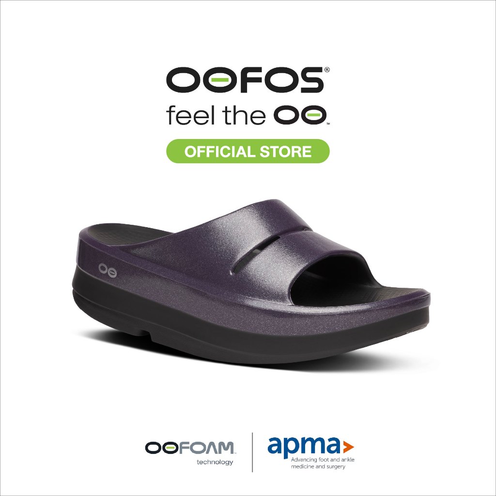 OOFOS OOmega OOahh Luxe Amethyst Sparkle รองเท้าเพื่อการฟื้นฟู