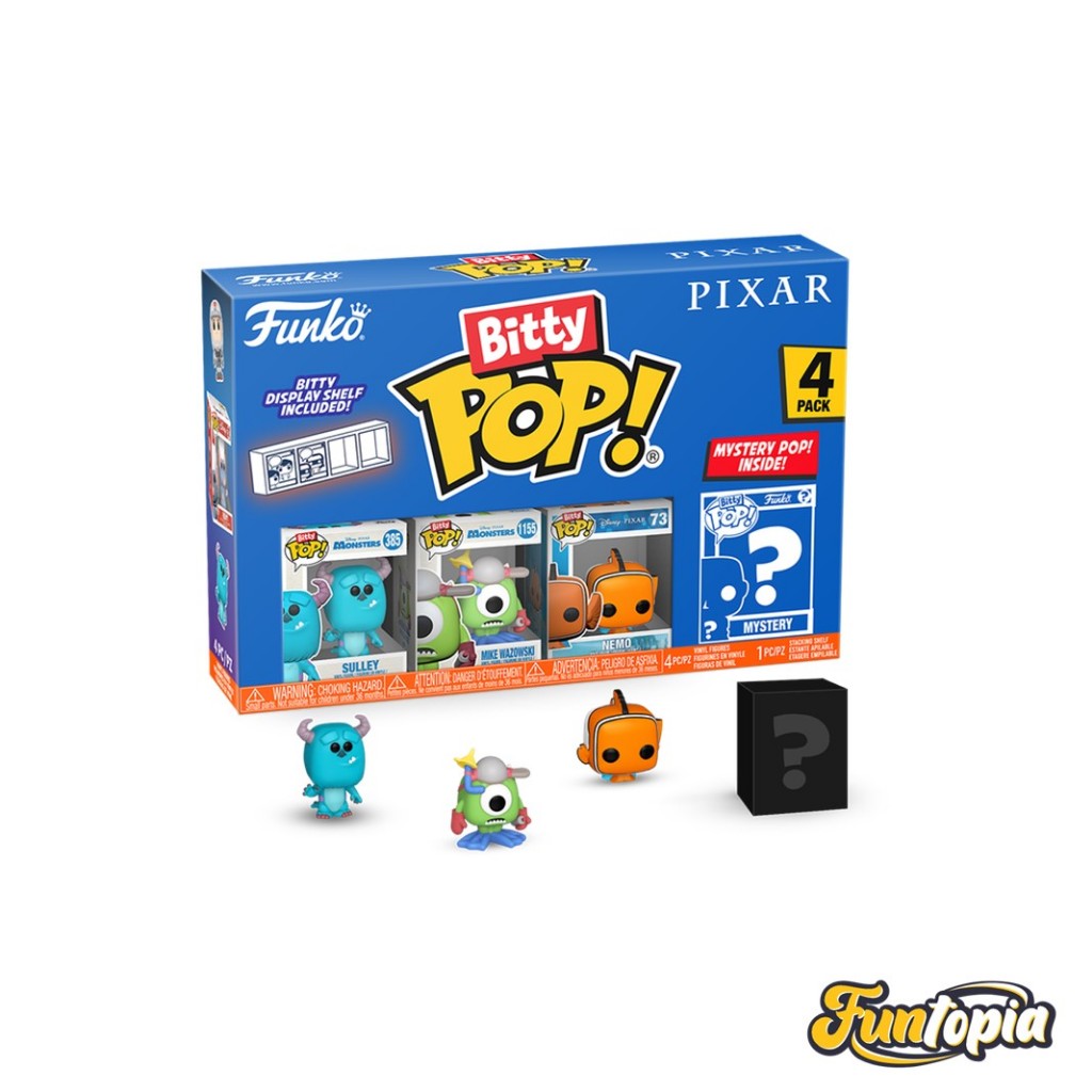 Funko Bitty POP! (75467) - Sulley, Mike Wazowski, Nemo Bitty POP!: Pixar  (Pack 4)