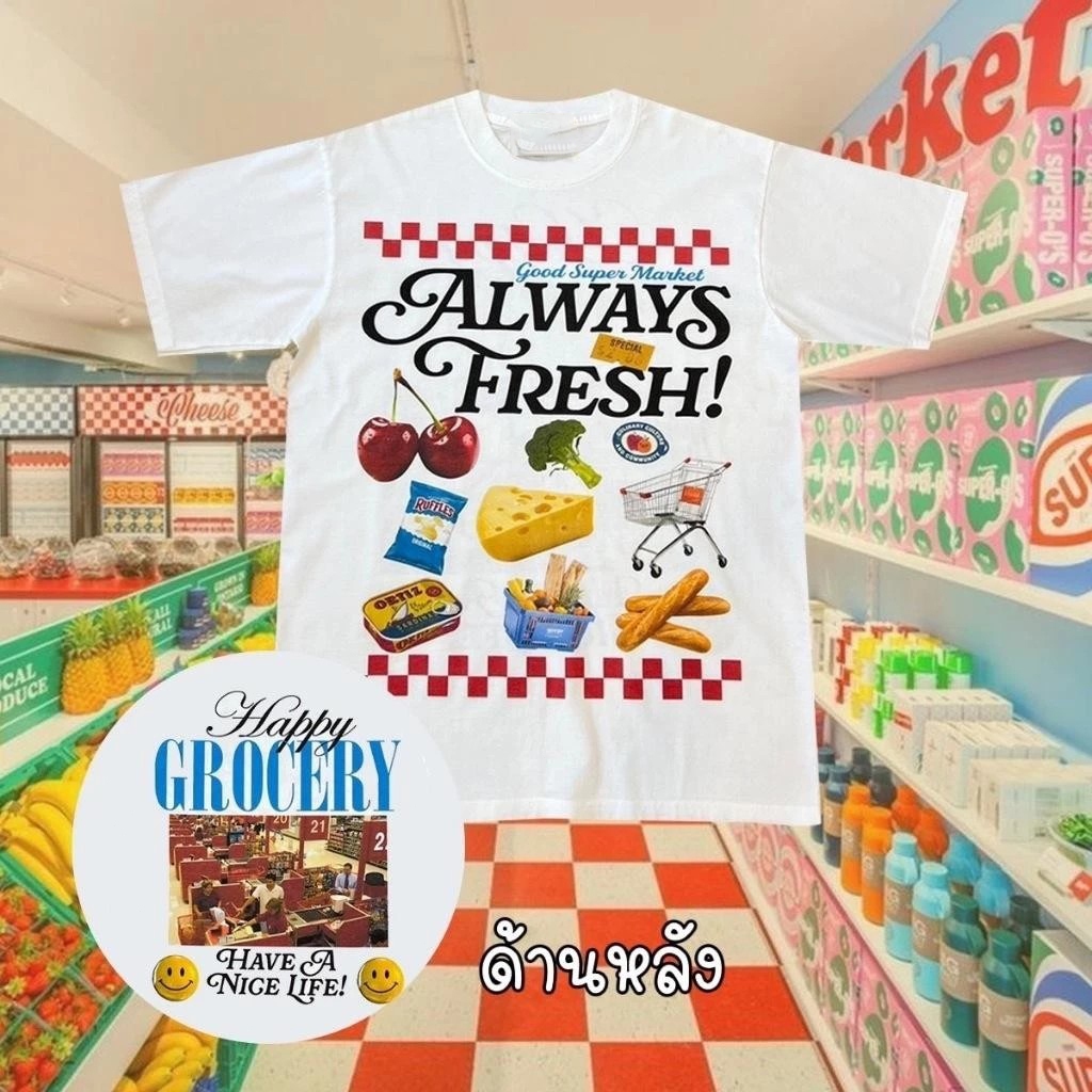 (จัดส่งตลอด 24 ชั่วโมง)เสื้อยืด Oversize ลาย 'Lobster Tasties' สไตล์วินเทจสไตล์เกาหลี  S-7XL ECB