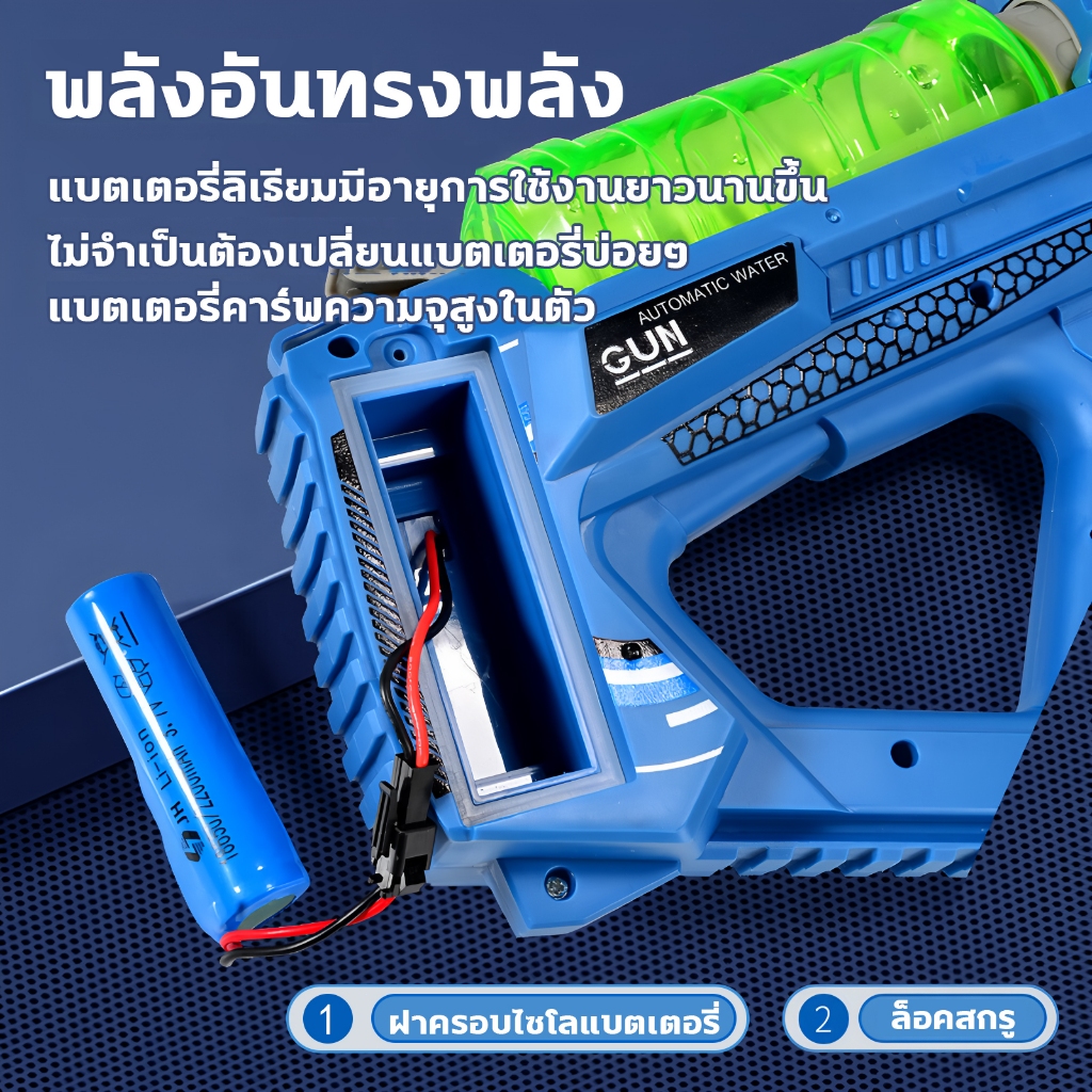 พร้อมส่งจากไทย】ปืนฉีดน้ำไฟฟ้า ปืนฉีดน้ำสงกรานต์ ระยะการยิงไกลพิเศษ 100 เมตร  อัตโนมัติ ปืนฉีดน้ำ จุน้ำเยอะ water gun - รูปที่ 3