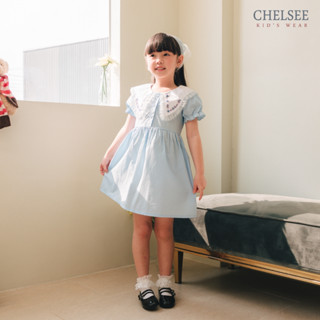 Chelsee ชุดเดรสกระโปรง เด็กผู้หญิง ปกแหลม ลายดอกไม้ เรียบๆ ผ…
