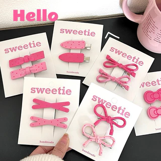 Cute 343 กิ๊บติดผม กิ๊บหนีบผมโทนสีชมพูลายจุด 2 ชิ้น / แพ็ค