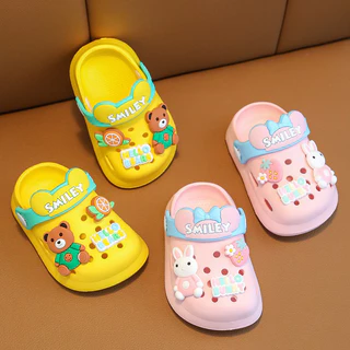 🐰พร้อมส่ง🐻รองเท้าลำลองเด็กลายการ์ตูน พื้นกันลื่น มีสายรัดส้น น่ารัก
