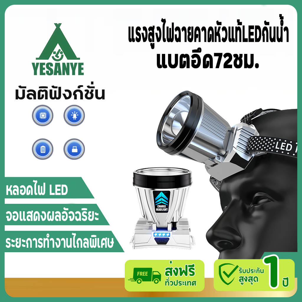 【รับประกัน30ปี】แรงสูง ไฟฉายคาดหัวแท้ LEDกันน้ำ ไฟส่องกบ ส่องแสงระยะไกล กันน้ำ ไฟฉาย พกพา