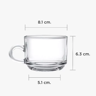 JJGLASS (Ocean) P00340 Stack Tea Cup - แก้วหูกาแฟ ชา 200 มล. สำหรับใส่กาแฟ ชาร้อน น้ำเต้าหู้ หรือเครื่องดื่มร้อน