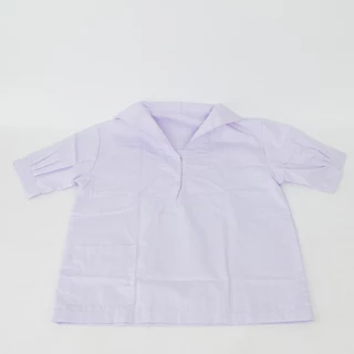 เสื้อนักเรียนหญิงคอทหารเรือ ตราชัยยะ งานไทยบุรีรัมย์ ผ้าค็อตตอนนุ่ม คุณภาพดี [ไซส์เล็กกว่าสมอน่ะ]