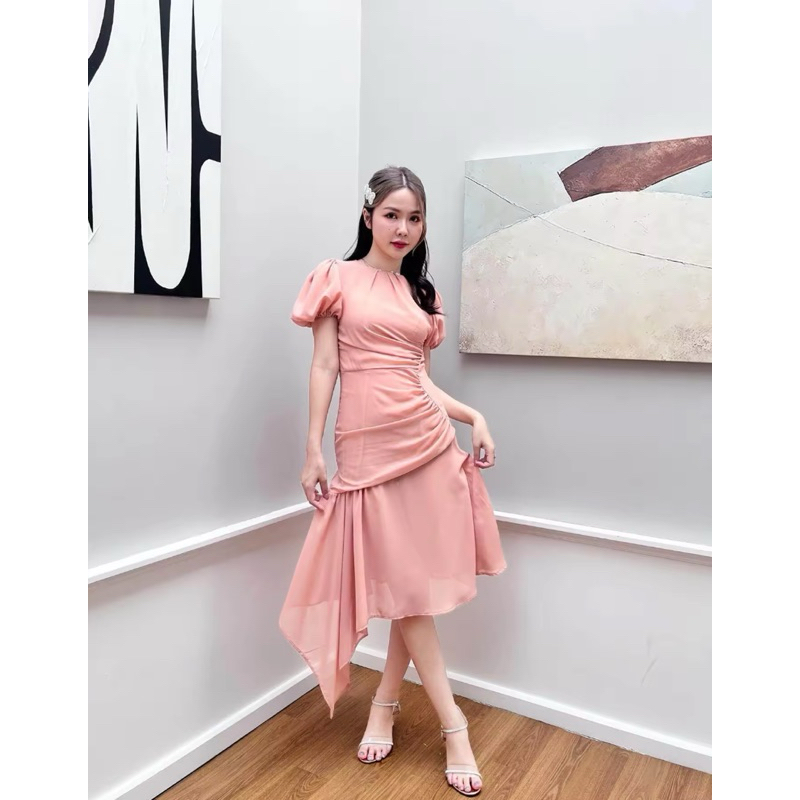 VenusP. Toby dress เดรสผ้าชีฟอง สีโอรส