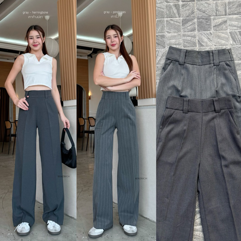 [ no-restock] ซิปข้าง premium fabric ผ้าทอญี่ปุ่นขากระบอก กางเกงแฟชั่นกางเกงทำงาน