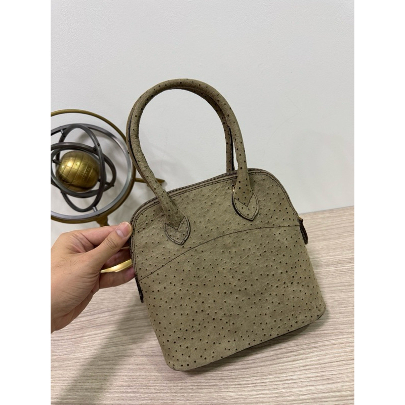 handmade bag 2 way handbag - crossbody bag  all leather real ostrich