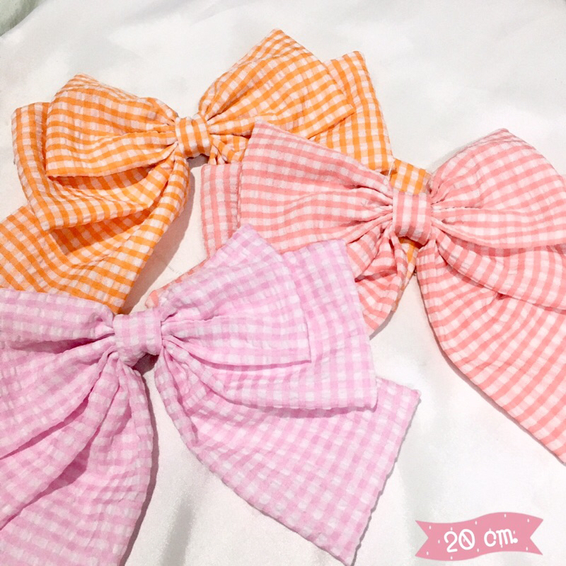 (1ชิ้น) 🎀 New!! กิ๊บโบว์ผ้าลายสก๊อตรุ่น *อัพเดท สีสวยหวานเจี๊ยบบบ