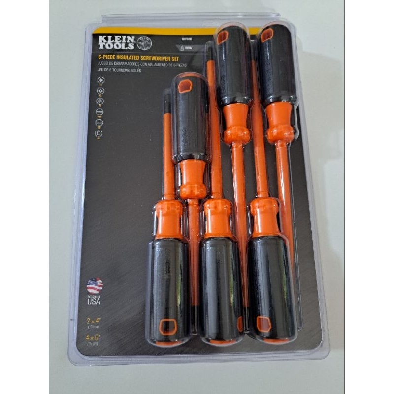ไขควงกันไฟฟ้า Insulated Screwdriver Set, 6 pcs, 1000 V ยี่ห้อ Klein Tool, USA.