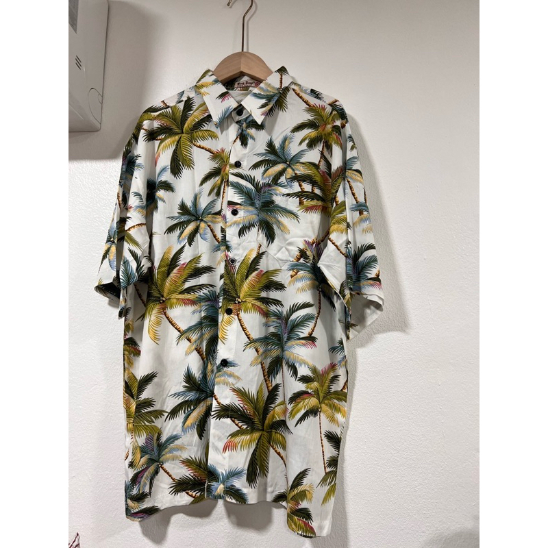 พร้อมส่ง✅ผ้าสปันเสื้อเชิ๊ตฮาวายลายต้นมะพร้าวใหญ่ได้ทั้งชายและหญิงงานไทย