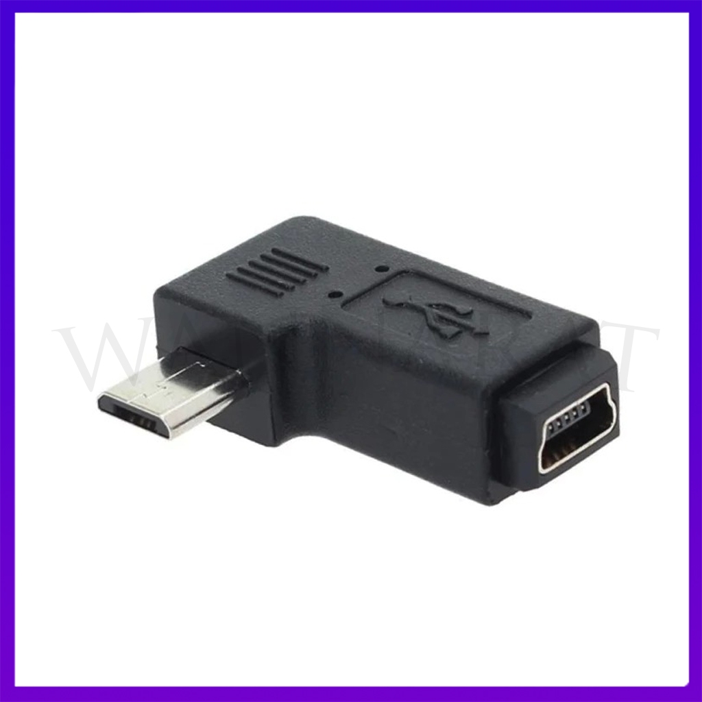 90 องศา Mini USB หญิงกับอะแดปเตอร์ Micro USB ชาย