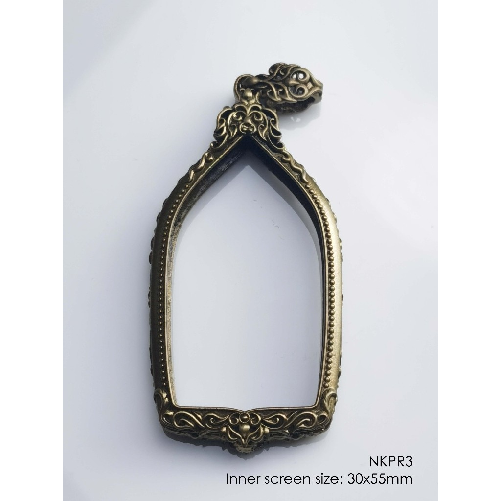 NKPR3GoldenBronze Nakprok amulet casing 30x55mm กรอบพระ บรอนซ์ทอง ทรงนาคปรก ขนาดใหญ่