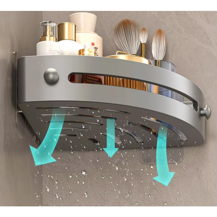 ชั้นวางของ ในห้องน้ำ ชั้นวางห้องน้ำ ABS ติดผนัง ไม่ต้องเจาะรู ชั้นเข้ามุม - รูปที่ 5