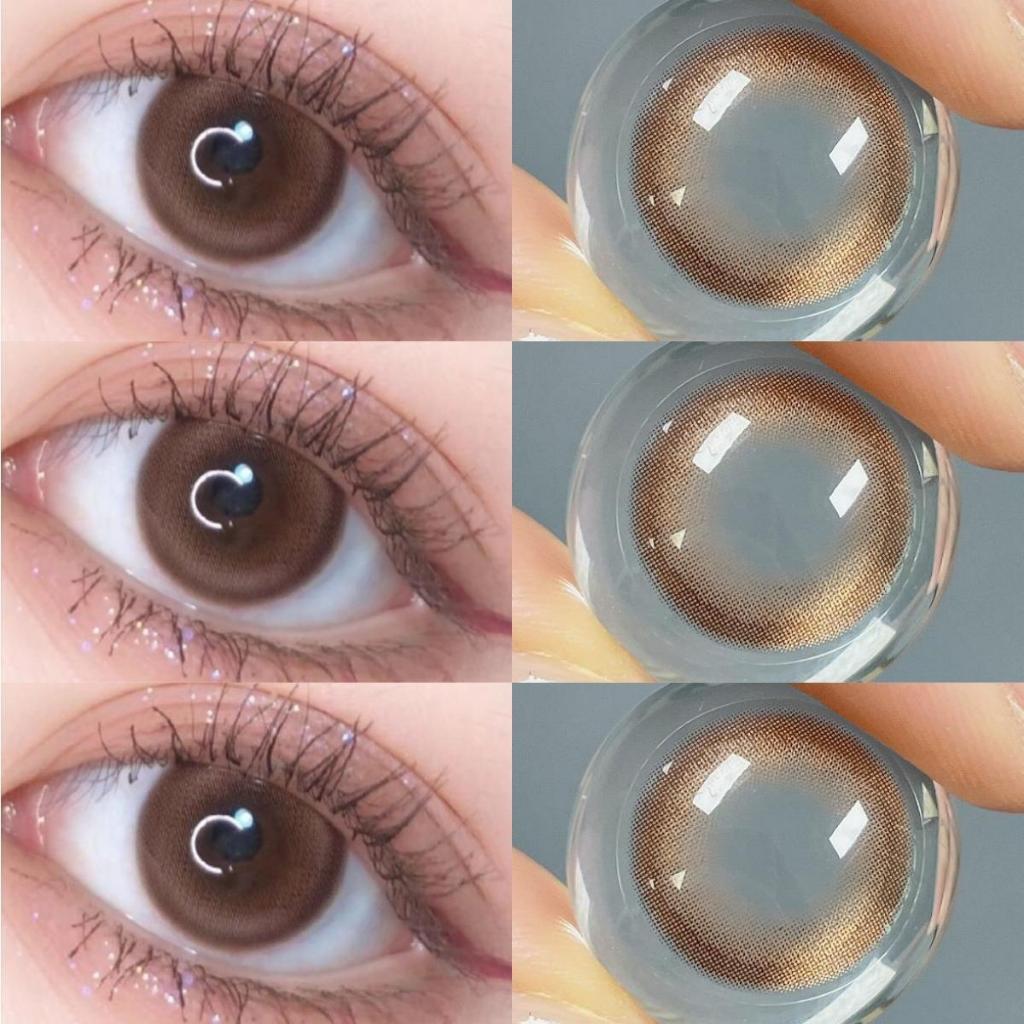 [0.00~-8.00] Midroo คอนแทคเลนส์ แว่นตาสายตาสั้น คอนแทกขยายรูม่านตา MilkToffee Brown Lens-14.0-14.2มม