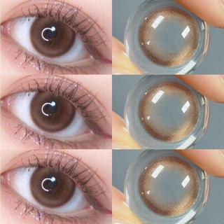 【ซื้อ2คู่แถมของแถมฟรี*2+ตลับ*2】0~-8.00 Midrooคอนแทคเลนส์ แว่นตาสายตาสั้น MilkToffee คอนแทกขยายรูม่านตา Brown 14.0~14.2มม