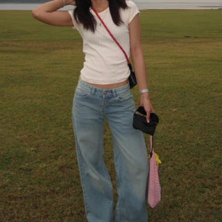 [ PAPADON'TCRY ] - Low Rise Jeans กางเกงยีนส์เอวต่ำทรงกระบอก